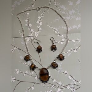 Tiger eye necklace and earrings
